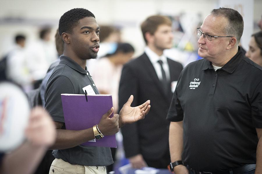 A student at the career fair.