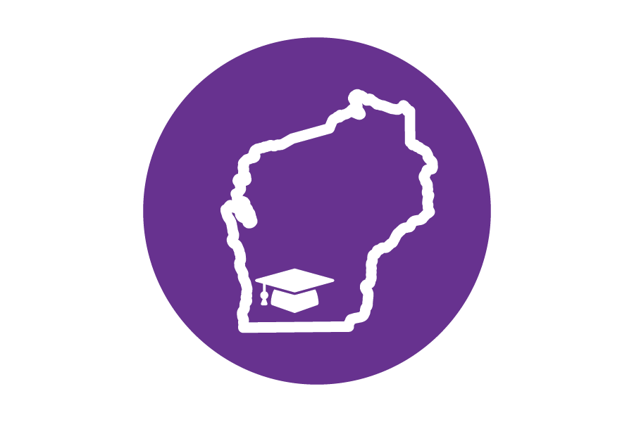 Purple icon of the state of Wisconsin.