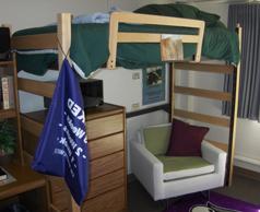 Bunked bed in dorm room