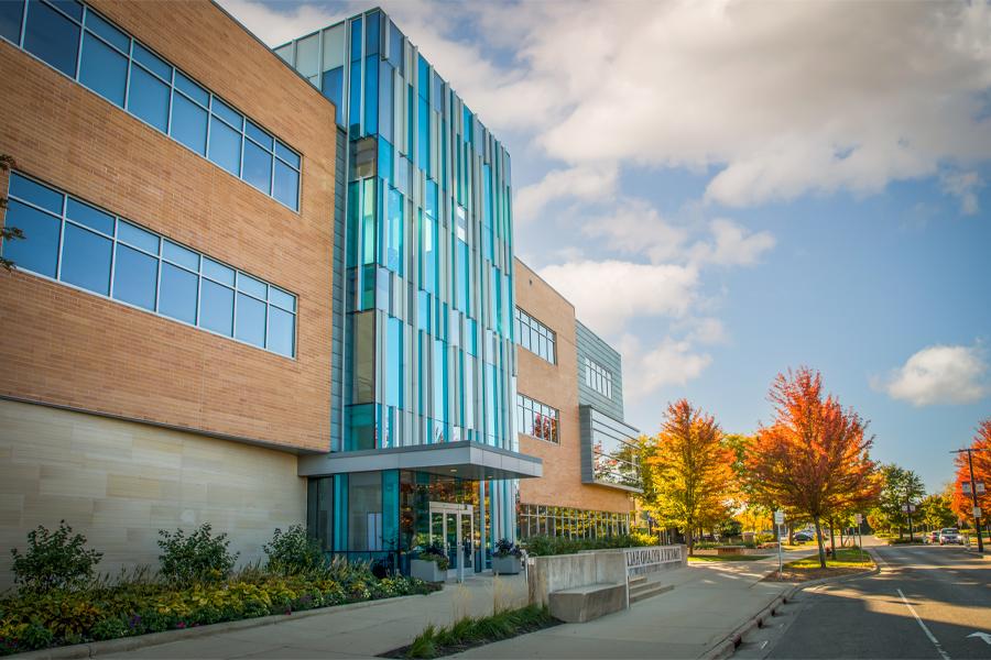 An exterior photo of Hyland Hall.