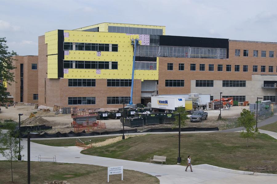 Hyland Hall under construction.